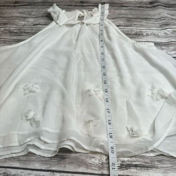 Free People Women's Crop Sheer Floral High Neck Tank Top XS Extra Small Cream - Picture 10 of 10